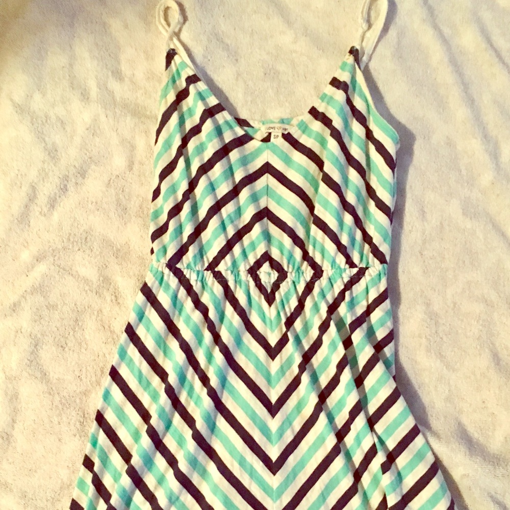 I love H81 diamond striped dress aqua, white, navy